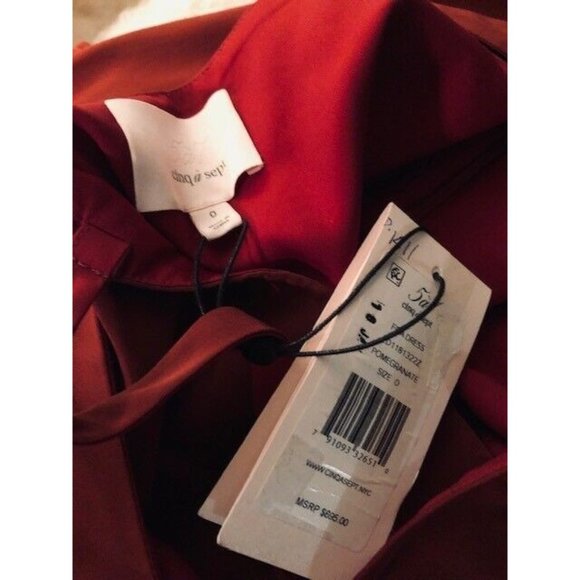NWT $695 CINQ à SEPT FIRA TIERED SILK DRESS COLOR POMEGRANATE SIZE 0 - Picture 5 of 5